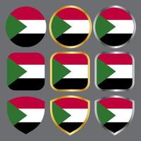 sudan flaggenvektorsymbol mit gold- und silberrand vektor