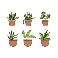 uppsättning krukväxter blad illustrationer på vit bakgrund vektor