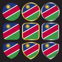 Namibia-Flaggenvektorsymbol mit Gold- und Silberrand vektor