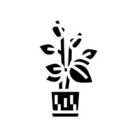 Keramik Blume Zimmerpflanze Glyphe Symbol Vektor Illustration