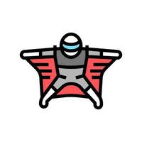 flygande wingsuit idrottsman färg ikon vektorillustration vektor