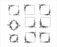 sammlung von floralen gestaltungselementen mit rahmenrand vektor