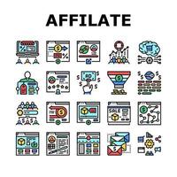 Affiliate-Marketing- und Handelssymbole setzen Vektor