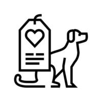 Hund Liebe Label Linie Symbol Vektor Illustration