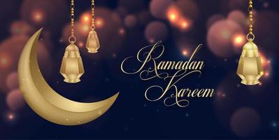 glödande ramadan kareem islamiska bakgrundsdesign för sociala medier vektor