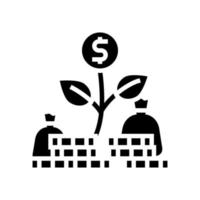 Geld Blume Glyphe Symbol Vektor Illustration