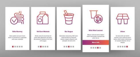 joghurt milchernährung onboarding icons set vektor