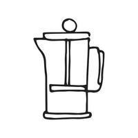 vektorritning i stil med doodle. fransk press. köksredskap, en vattenkokare till kaffet. clipart isolerad på vit bakgrund vektor