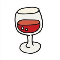 vektorillustration in der gekritzelart, karikatur. Glas Wein. einfache Ikone eines Glases Rotwein, Saft. Clipart trinkt Alkohol vektor