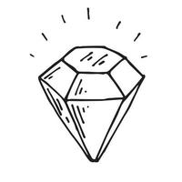 einfache Vektorzeichnung im Doodle-Stil. funkelnder Diamant. Diamant facettierter Diamant. Schmuckgeschäft-Symbol, verspottend. vektor