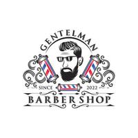 gentleman barber shop vintage logotyp design vektor