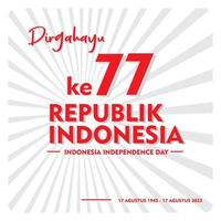 indonesien självständighetsdagen affisch banner vektor illustration punch hold flagga. fyrkantig enkel design för att fira indonesisk födelsedag 77:e. 17 augusti