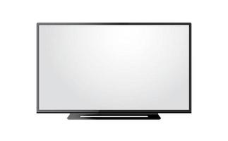 realistische led-tv-bildschirm-vorderansicht-modell glänzende tv-ständer-ausrüstung vektor