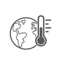 vektor illustration av jorden kontur ikon och termometer, global uppvärmning.