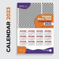 väggkalender 2023 designmall orange gratis nedladdning vektor