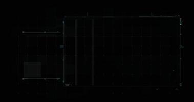 abstrakt bakgrund för futuristisk video överlägg användargränssnitt designelement textruta skala och stapel, cyber och teknik koncept mot mörk bakgrund widescreen ratio vektorillustration vektor