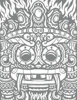 schwarz-weiße aztekische totem-vintage-artillustration vektor