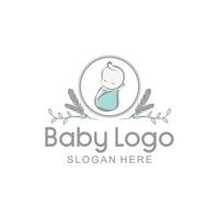 Baby Spa Logo Design Zweige Federn und Blumen vektor