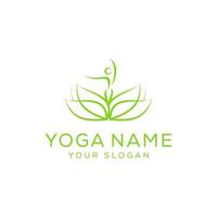 yoga logotyp design med lotus koncept mall stil linjekonst vektor