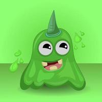 grünes Monster, das auf grünem Hintergrund lächelt vektor