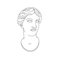 linjekonst grekisk skulptur av vacker kvinna. estetiska statyer vektor