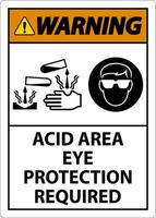 varning surt område ögonskydd krävs skylt med skylt vektor