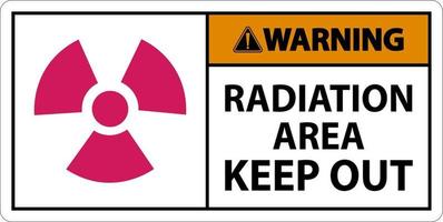 Warnung Strahlungsbereich fernhalten Schild auf weißem Hintergrund vektor