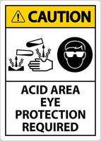 försiktighet surt område ögonskydd krävs skylt med skylt vektor