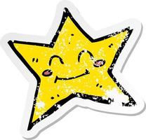 Retro-Distressed-Aufkleber einer Cartoon-Star-Figur vektor