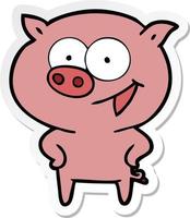 Aufkleber eines fröhlichen Schweine-Cartoons vektor