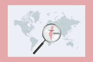 Karte von Israel auf der politischen Weltkarte mit Lupe vektor