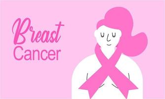brustkrebsbewusstseinsmonat verschiedener ethnischer frauengruppen zusammen mit rosa unterstützungsbandkonzept vektor