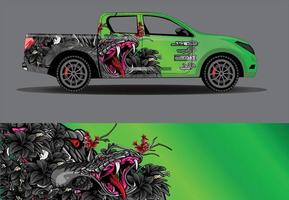 Auto-Wrap-Design-Vektor. grafische abstrakte Streifen-Rennhintergrund-Kit-Designs für Wrap-Fahrzeug-Rennwagen-Rallye-Abenteuer und Lackierungen vektor