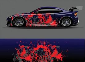 Auto-Wrap-Design-Vektor. grafische abstrakte Streifen-Rennhintergrund-Kit-Designs für Wrap-Fahrzeug-Rennwagen-Rallye-Abenteuer und Lackierungen vektor