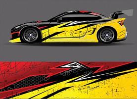 Auto-Wrap-Design-Vektor. grafische abstrakte Streifen-Rennhintergrund-Kit-Designs für Wrap-Fahrzeug-Rennwagen-Rallye-Abenteuer und Lackierungen vektor