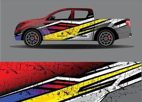 Auto-Wrap-Design-Vektor. grafische abstrakte Streifen-Rennhintergrund-Kit-Designs für Wrap-Fahrzeug-Rennwagen-Rallye-Abenteuer und Lackierungen vektor