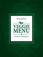 vegetarisches Menü. gesundes und leckeres essen. Menükarte auf einem grünen polygonalen Mosaikhintergrund