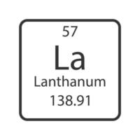 lantan symbol. kemiskt element i det periodiska systemet. vektor illustration.