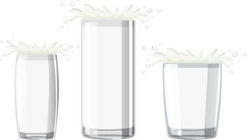 uppsättning olika glas mjölk vektor