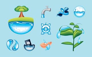 Sammlung von Symbolen für den Tag des Wassers vektor