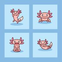 ikoner samling axolotl vektor