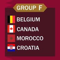 Spielplan Gruppe f. Internationales Fußballturnier in Katar. Vektor-Illustration. vektor