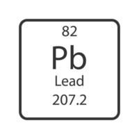 blysymbol. kemiskt element i det periodiska systemet. vektor illustration.