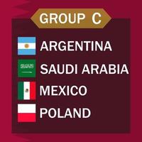 Spielplan Gruppe c. Internationales Fußballturnier in Katar. Vektor-Illustration. vektor