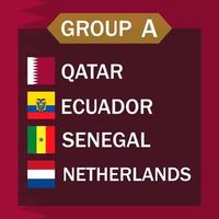 Spielplan Gruppe a. Internationales Fußballturnier in Katar. Vektor-Illustration. vektor