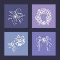 Symbole Beerdigung lila Hintergrund vektor