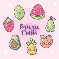 Symbole kawaii Früchte vektor