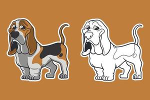 Basset Hound-Hund-Vektor-Illustration-Cartoon-Stil vektor