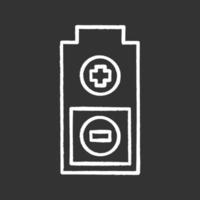 Batterie mit Kreidesymbol für Plus- und Minuszeichen. aufladen. Batteriestandsanzeige. isolierte vektortafelillustrationen vektor