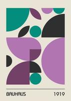 Minimale geometrische Designplakate der 20er Jahre, Wandkunst, Vorlage, Layout mit primitiven Formelementen. Bauhaus-Retro-Musterhintergrund, abstrakte Vektorkreis-, Dreiecks- und Quadratlinienkunst. vektor